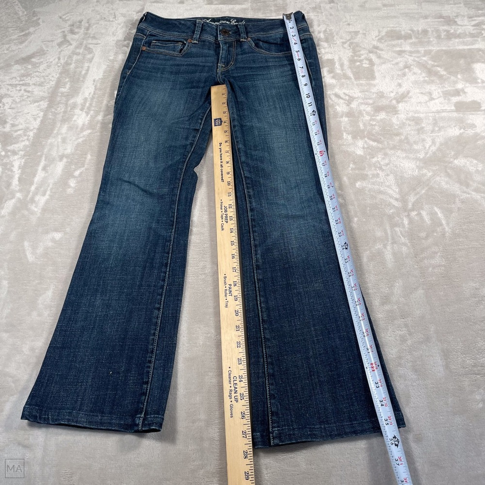 American Eagle Women's Jeans Original Boot Cut Denim Casual 2 Short Blue - Picture 5 of 7